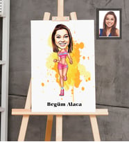 Kişiye Özel Sporcu Karikatürlü  Ahşap Tablo 30x47 Bayan-1
