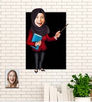 Kişiye Özel Hediye Öğretmen  Karikatür Ahşap Tablo