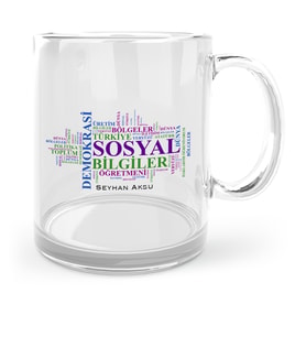 BK Gift Kişiye Özel Sosyal Bilgiler Öğretmeni Cam Kupa Bardak  1