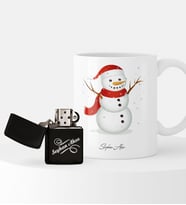 BK Gift Kişiye Özel Yılbaşı Kardan Adam Temalı Çakmak ve Kupa Seti - 2