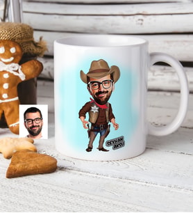 BK Gift Kişiye Özel Bay Kovboy Karikatür Beyaz Kupa Bardak  2