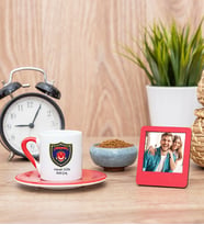 Deniz Kuvvetleri Kırmızı Kahve Fincanı ve Kırmızı Mini Fotoğraf Çerçevesi