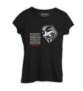 Vandetta - Freedom Siyah Kadın Tshirt