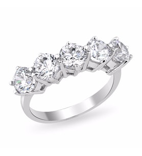 Beştaşlı Alyans 14 Ayar Beyaz Altın Yüzük 4.05 Gram (Çok Renkli)