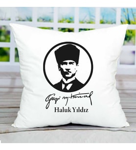 İsme Özel Atatürk Yastık (Beyaz)