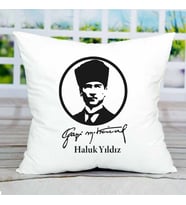 İsme Özel Atatürk Yastık (Beyaz)