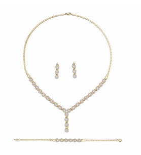 14 Ayar Çiçekli Salkımlı Set Zincirli 22.00 Gram (Sarı)