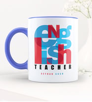 BK Gift Kişiye Özel İngilizce Öğretmeni Mavi Kupa Bardak - 1