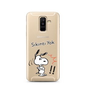 Snoopy Tasarımlı Süper Şeffaf Silikon Telefon Kılıfı Samsung A6 Plus