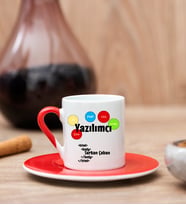 Yazılımcı Kırmızı Türk Kahvesi Fincanı
