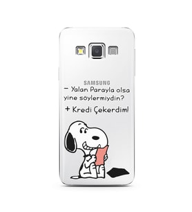 Snoopy Tasarımlı Süper Şeffaf Silikon Telefon Kılıfı Samsung A3 (2015)