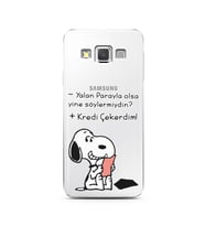 Snoopy Tasarımlı Süper Şeffaf Silikon Telefon Kılıfı Samsung A3 (2015)