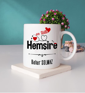Mesajlı Hemşire Kupa Bardak ve Taş Bardak Altlığı Hediye Seti