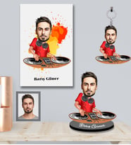 Kişiye Özel Dj Karikatürlü 3 lü Hediye Seti Bay-1