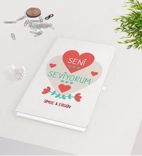BK Gift Kişiye Özel Sevgililer Günü Beyaz Defter-57