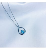 Blue Topaz Taşlı 14 Ayar Pırlanta Kolye