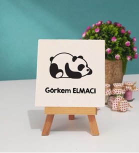Uykucu Panda Tasarımlı Kişiye Özel Hediye Panda Dekoratif Taş Baskı 