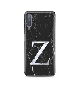 Samsung A7 (2018) Siyah Mermer Harf Tasarımlı Telefon Kılıfı Z-Harfi 