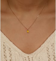 Rose Zincirli  Sarı Renkli  Taşlı Kolye