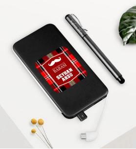 BK Gift Kişiye Özel Dünyanın En İyi Babası Siyah 5000 mAh Powerbank ve Kalem Seti-4 (Model 1)