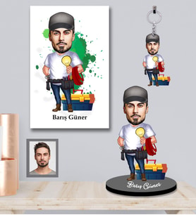 Kişiye Özel Elektrikçi Karikatürlü 3 lü Hediye Seti  Bay-1