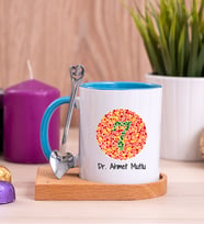 Göz Doktoru Ahşap Altlıklı Mavi Kupa Bardak