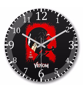 Venom  Duvar Saati Bombeli Gercek Cam