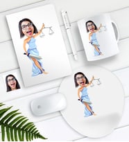 BK Gift Kişiye Özel Bayan Avukat Karikatürlü Defter Kalem Kupa Mouse Pad Seti-2 (Model 1)