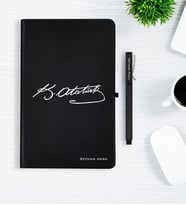 BK Gift Kişiye Özel Atatürk Temalı Siyah Defter Kalem Hediye Seti - 6