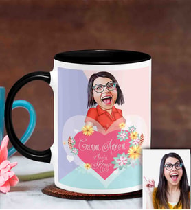 BK Gift Kişiye Özel Anneler Günü Temalı Karikatürlü Siyah Kupa Bardak S8
