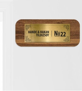 BK Gift Kişiye Özel Ahşap Ceviz Duvar Kapı İsimliği (Siyah)