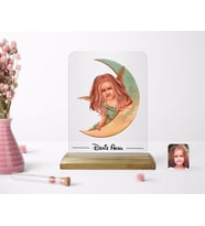 BK Gift Kişiye Özel Kız Çocuk Melek Karikatürlü Ahşap Standlı Çerçeve-1 (Beyaz)