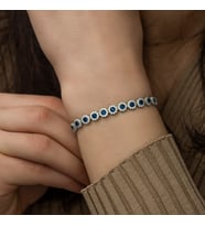 Safir Taşlı Tamtur Gümüş Bileklik