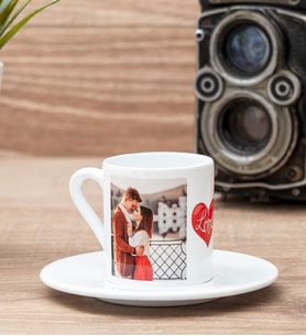 Sevgiliye Hediye 2 Fotoğraflı Türk Kahvesi Fincanı