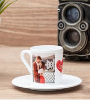 Sevgiliye Hediye 2 Fotoğraflı Türk Kahvesi Fincanı