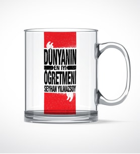 BK Gift Kişiye Özel Dünyanın En İyi Öğretmeni Cam Kupa Bardak - 1