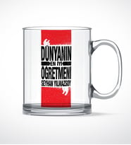 BK Gift Kişiye Özel Dünyanın En İyi Öğretmeni Cam Kupa Bardak - 1