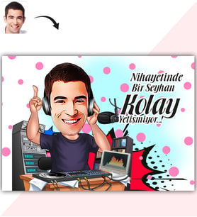 BK Gift Kişiye Özel Bay Radyocu Karikatür Baskılı Yaş Pasta İçin Yenilebilir Şekerli Kağıt  1(Sadece Kağıt)