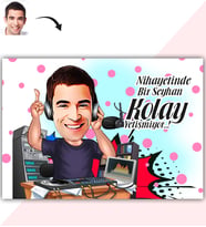 BK Gift Kişiye Özel Bay Radyocu Karikatür Baskılı Yaş Pasta İçin Yenilebilir Şekerli Kağıt  1(Sadece Kağıt)