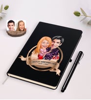 BK Gift Kişiye Özel Yılın En Mükemmel Çifti Karikatürlü Siyah Defter ve Kalem Hediye Seti-2