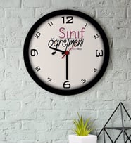 BK Gift Kişiye Özel Sınıf Öğretmeni Ahşap Duvar Saati-16 (Beyaz)
