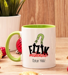 Fizik Mühendisine Hediye İçi Ve Kulpu Renkli Kupa Bardak