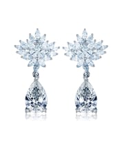 Monemel Şeffaf Swarovski Taşlı Küpe (Altın Kaplama) Sevgililer Günü Hediyesi