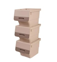 Motek Organizer Tekerlekli Eşya ve Erzak Kutusu 3x33 Litre Kahve Krem