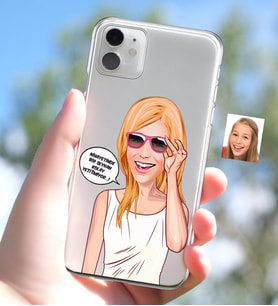 BK Gift Kişiye Özel Bayan Kolay Yetişmiyor Karikatürlü iPhone 11 İnce Şeffaf Silikon Telefon Kapağı-4 (Beyaz)