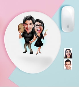 BK Gift Kişiye Özel Sevgililer Karikatürlü Bilek Destekli Mouse Pad-18 (Beyaz)