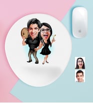 BK Gift Kişiye Özel Sevgililer Karikatürlü Bilek Destekli Mouse Pad-18 (Beyaz)