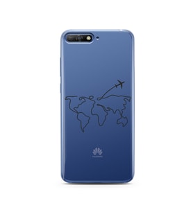 Çizgi Harita Tasarımlı Süper Şeffaf Silikon Telefon Kılıfı Huawei Y6 2018