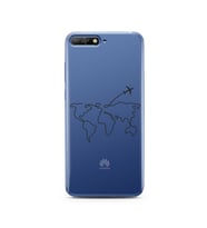 Çizgi Harita Tasarımlı Süper Şeffaf Silikon Telefon Kılıfı Huawei Y6 2018