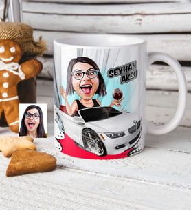 BK Gift Kişiye Özel Bayan Patron Karikatürlü Beyaz Kupa Bardak  2
